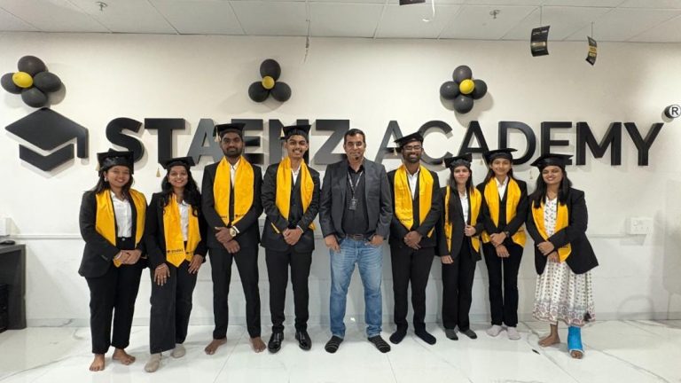 PGDDM Graduates and Sanjeev Sir pose at STAENZ Academy, Nashik, for the Convocation of PGDDM Graduates.